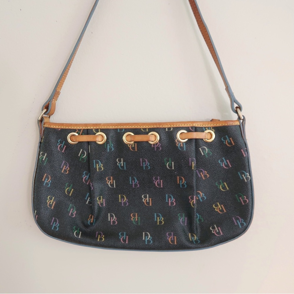 Vintage Y2K Dooney & Bourke Rainbow Multicolor DB Logo Monogram Shoulder Bag - Picture 3 of 6